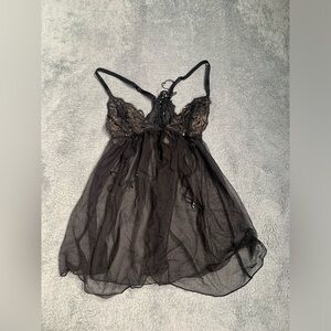 Victoria’s secret Black Sheer Lace Lingerie chemise medium